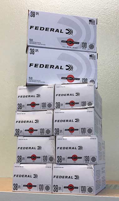 38 Special Federal 130 gr. FMJ 500 rounds (10 boxes) M-ID: RTP38130 UPC: 029465064693