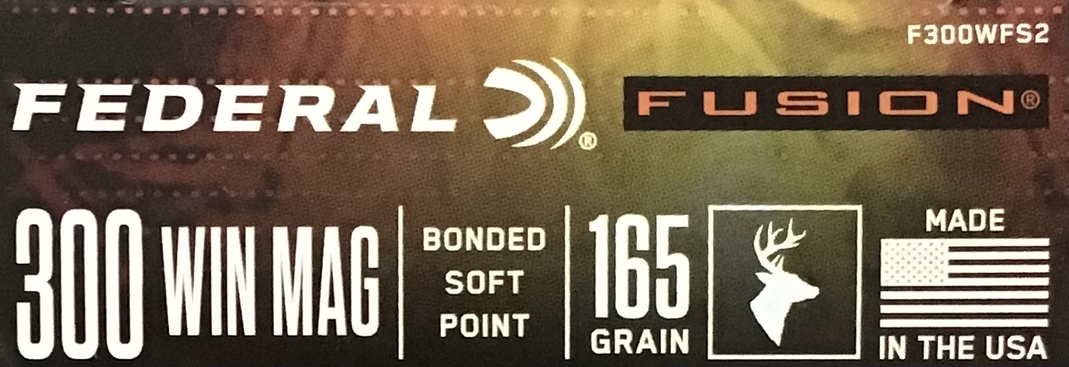 300 Win Mag Federal Fusion Bonded Soft Point 165 Grain 20 Rounds M-ID: F300WFS2 UPC: 029465098018