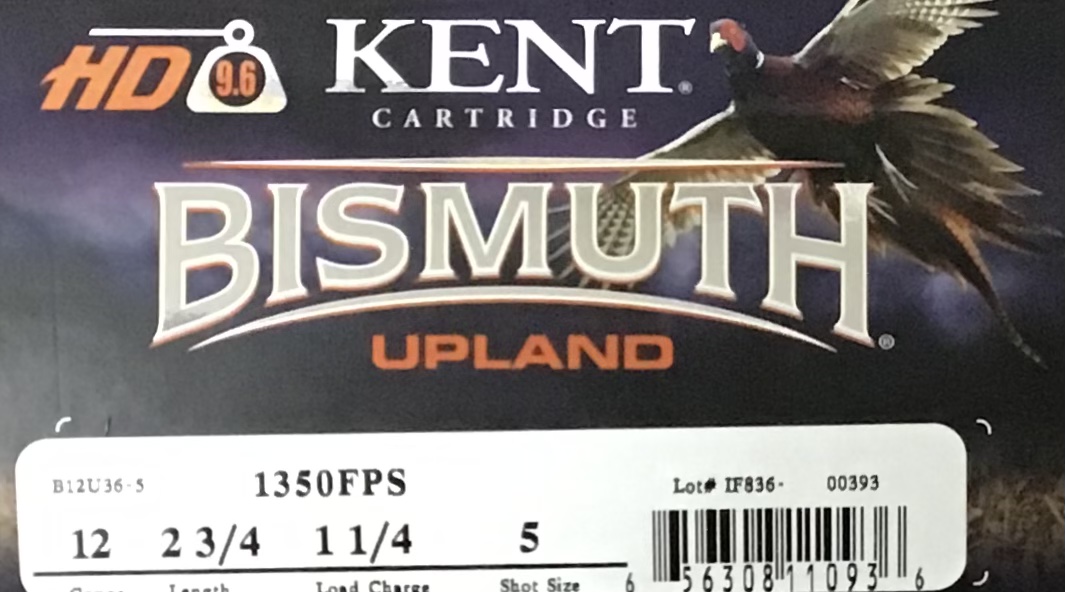 12 Gauge Kent Bismuth Upland 2.75 in 1 1/4 oz 5 shot 250 rnds (10 boxes of 25 rnds) Nickel plated Brass M-ID: B12U365 UPC: 656308110936