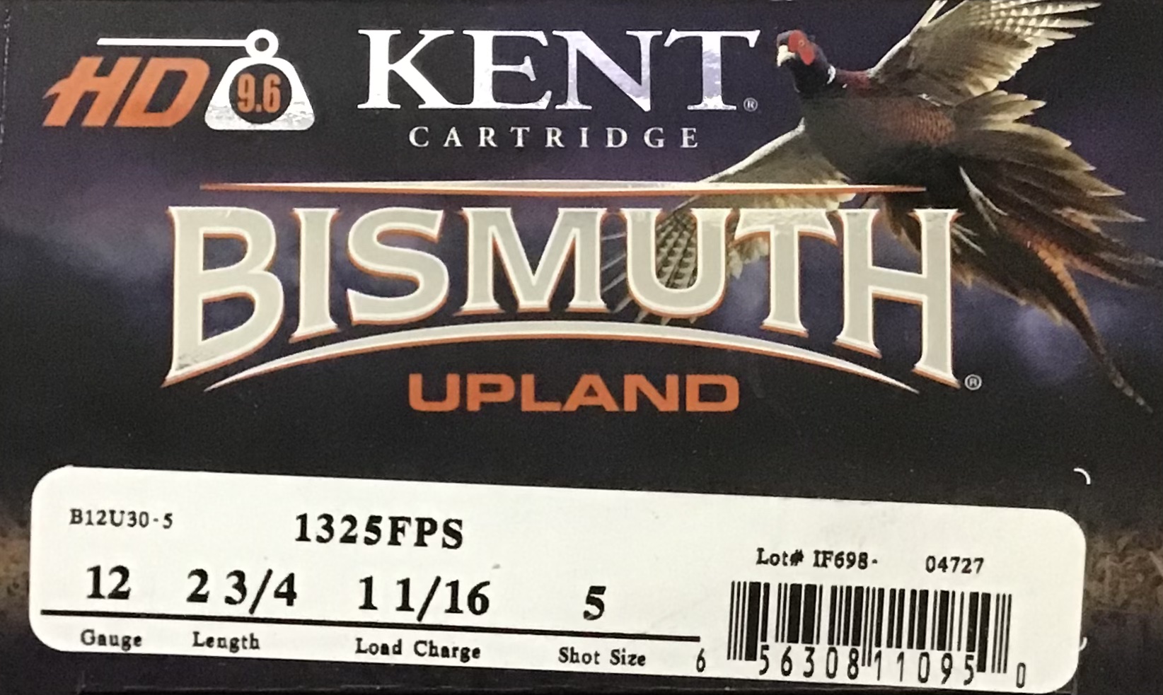 12 Gauge Kent Bismuth Upland 2.75 in 1 1/16 oz 5 shot 25 rnds High Performance M-ID: B12U305 UPC: 656308110950