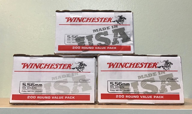 5.56 Winchester 55 gr. FMJ NATO 800 Rounds (4 Boxes) M-ID: WM193200 UPC: 020892224421