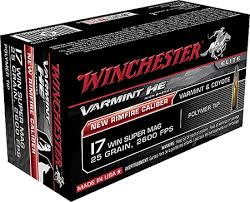 17 Win Super Mag Winchester 25 Gr Varmint HE Polymer Tip 50 Rnds M-ID: S17W25 UPC: 020892103108