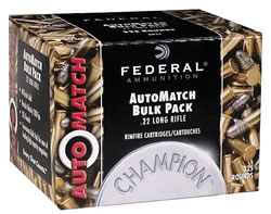 22 LR Federal 40 Gr Auto Match (2 boxes of 325 Rnds) = 650 rnds M-ID: AM22 UPC: 029465057350