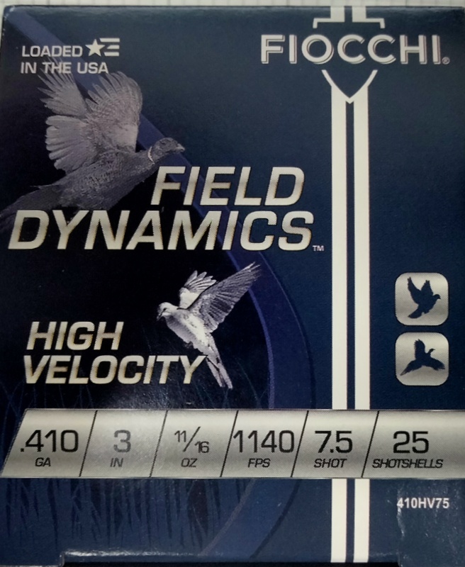 410 Fiocchi Field Dynamics 3 in. 11/16 oz. 7.5 shot 25 rnds 1140 fps M-ID: 410HV75 UPC: 762344703619
