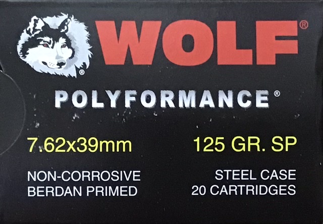 7.62x39 Wolf 125 gr SP 20 rnds (25 boxes) = 500 Rnds M-ID: 762BSP UPC: 645611762710