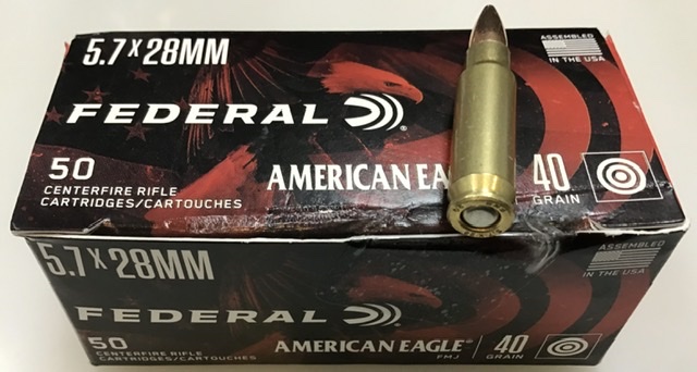 5.7x28mm Federal American Eagle 40 Gr FMJ 50 Rnds M-ID: AE5728A UPC: 029465063122