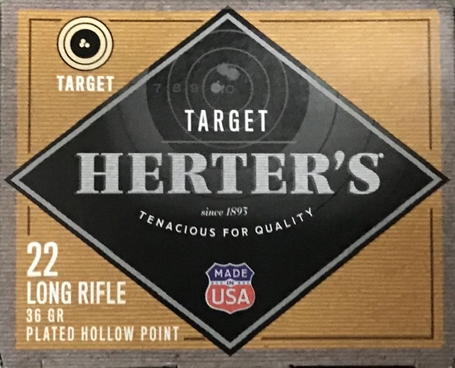 22 LR Herter's 36 grain Plated Hollow Point 500 rounds M-ID: HRT22LR500 UPC: 092229219301