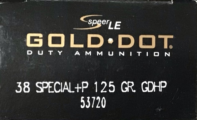 38 Special +P Speer Gold Dot 125 Grain Hollow Point 50 Rounds M-ID: 53720 UPC: 076683537201