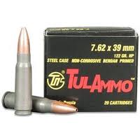 7.62x39 Tula 122 gr HP Steel Case hollow Point Non-Corrosive 20 Rnds M-ID: T01019 UPC: 814950010190