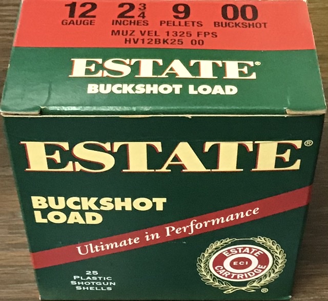 12 Gauge Estate 2 3/4" 9 Pellet 00 Buck 25 Rounds M-ID: HV12BK25 00 UPC: 604544400540