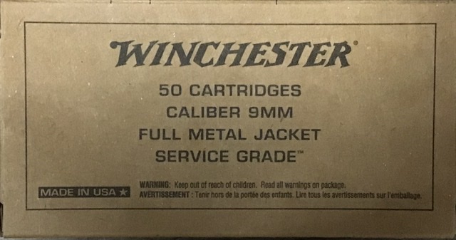 9mm Winchester Service Grade 115 gr FMJ 50 rounds M-ID:SG9W UPC: 020892225190
