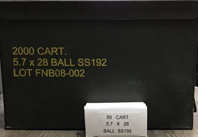 5.7x28 FNH Lead Core Rare SS192 (40 Boxes of 50 Rounds) = 2,000 Rounds in METAL AMMO CAN(white box) M-ID: SS192 UPC: 0400204008961