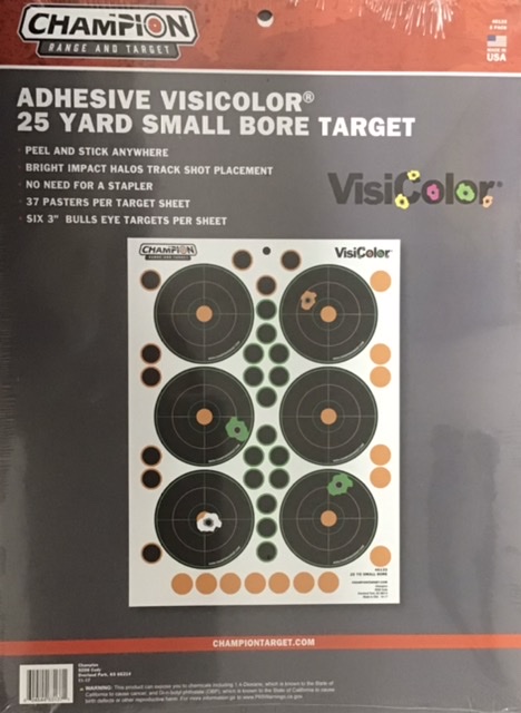 Champion Adhesive Visicolor 25 Yard Small Bore Target 5 Count M-ID: 46133 UPC: 604544631371