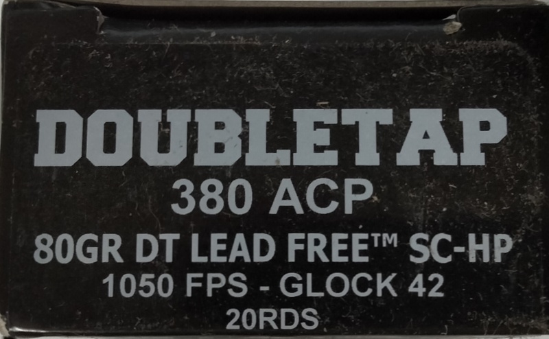 380 Auto DoubleTap Defense 80 gr. Barnes TAC-XP Lead Free 20 rnds 1100 fps Brass M-ID: 380A80X UPC: 091037282002