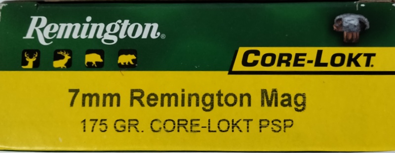7mm Rem Mag Remington 175 gr. PSPCL 20 rnds 2860 fps Brass M-ID: 27814 UPC: 047700053608