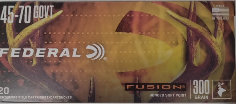 45-70 Federal Fusion 300 gr. Bonded Soft Point BSP 20 rnds 1850 fps Brass M-ID: F4570FS1 UPC: 029465060398