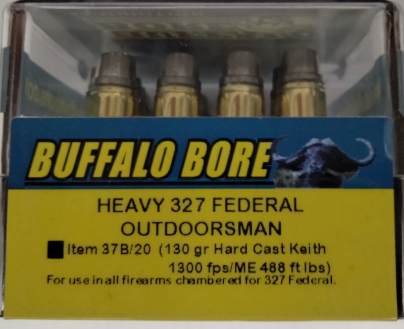 327 Federal Mag Buffalo Bore Outdoorsman 130 gr. Hard Cast HC 20 rnds 1300 fps Brass M-ID: 37B/20 UPC: 651815037028