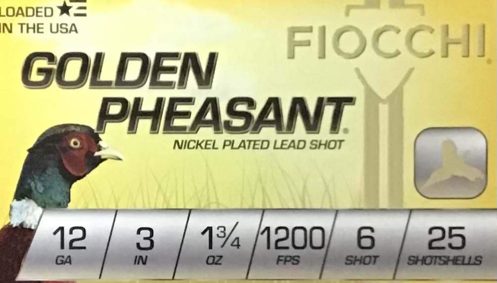 12 Gauge Fiocchi Golden Pheasant 3 Inches 6 Shot 1 3/4 oz 250 Rounds (10 boxes) M-ID: 123GP6 UPC: 762344703671