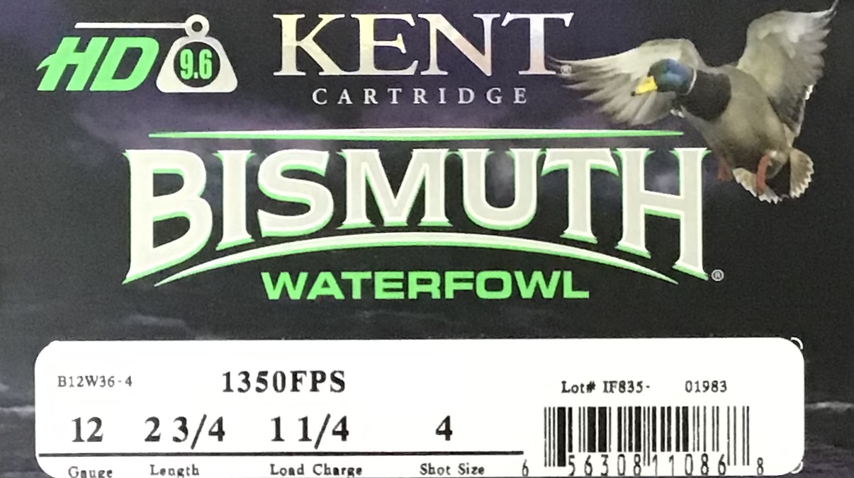 12 Gauge Kent Bismuth Waterfowl 2.75 in 1 1/4 oz 4 shot 25 rnds Nickel plated Brass M-ID: B12W364 UPC: 656308110868