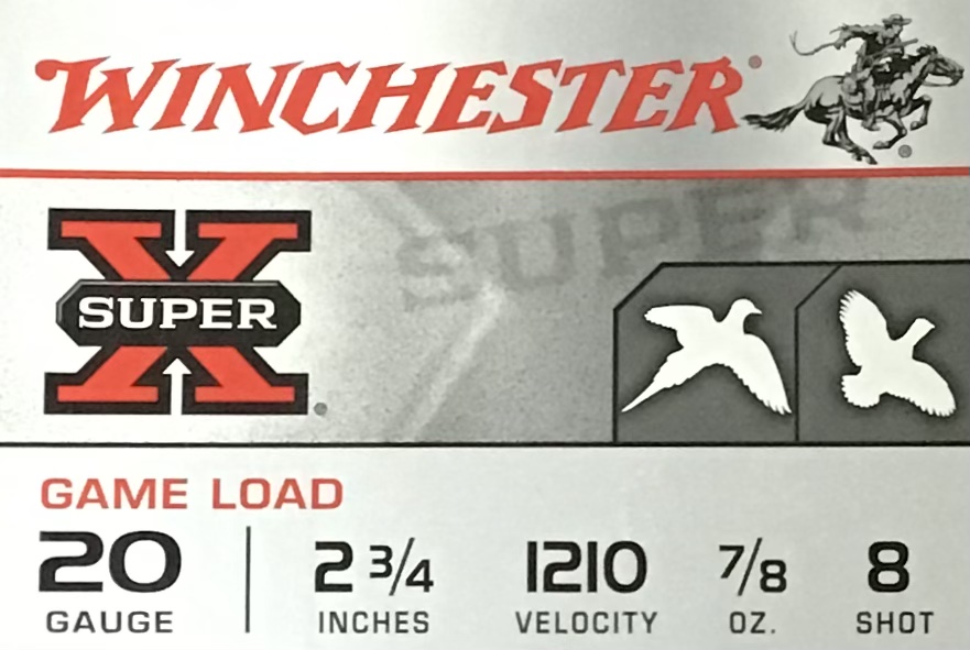 20 Gauge Winchester Super X Game Load 2 3/4 in 7/8 oz 8 Shot 25 Rounds M-ID: XU208 UPC: 020892013438