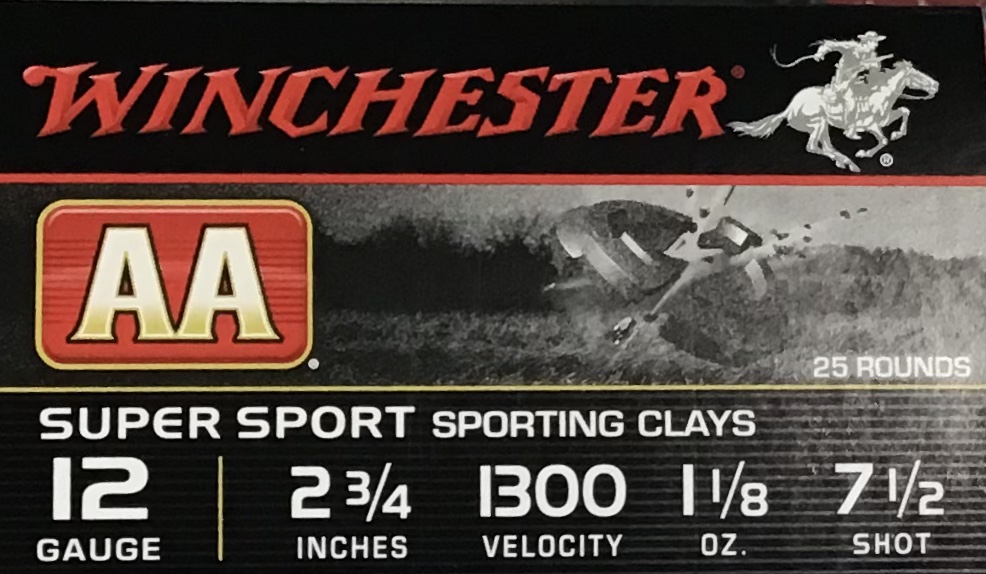 12 Gauge Winchester AA 2.75 in. 1.125 oz. 7.5 shot 25 rnds Super Sport Clays 1300 fps M-ID: AASC127 UPC: 020892013995