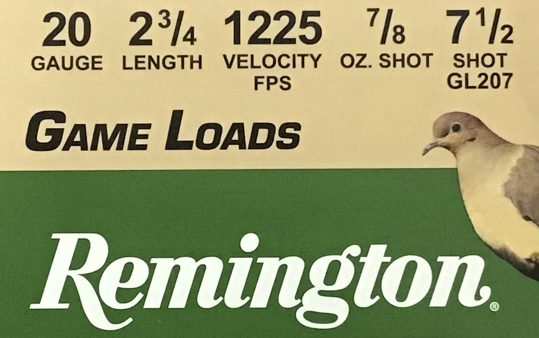 20 Gauge Remington 2 3/4 Inches 7 1/2 Shot 25 Rounds Game Loads M-ID: 20042/GL207 UPC: 047700040301