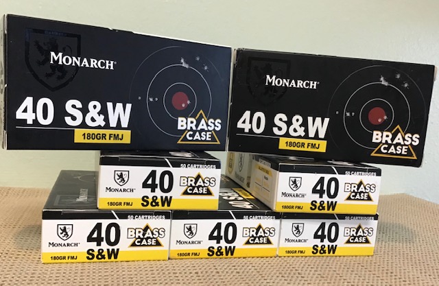 40 S&W Monarch 180 gr FMJ Brass Case 50 rounds M-ID: 420001758685 UPC: 420001758685