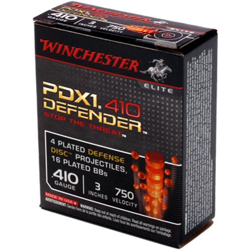 410 Winchester Elite PDX1 Defender 3" 4 Plated Defense Disc Projectiles, 16 Plated BB's, 020892020344 10 Rnds M-ID: S413PDX1 UPC: 020892020344