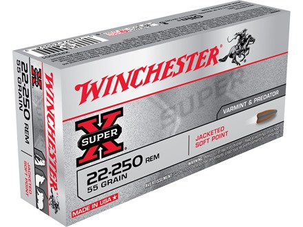 22-250 Rem Winchester 55 Gr PSP 20 Rnds M-ID: X222501 UPC: 020892200029