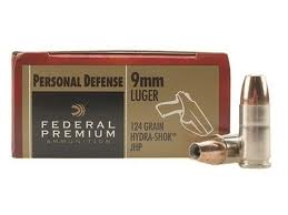 9mm Federal Premium Hydra-Shok 124 gr JHP 20 Rnds M-ID: P9HS1 UPC: 029465088330