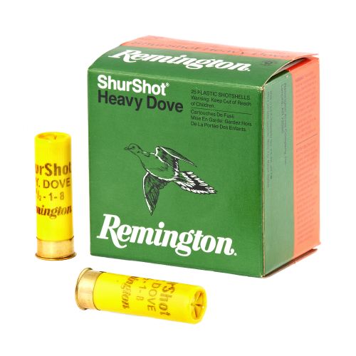 20 Gauge Remington Shurshot Heavy Dove 2 3/4 Length 1 oz. 6 Shot 1165 fps 25 Rounds M-ID: R20HD6 UPC: 047700046402