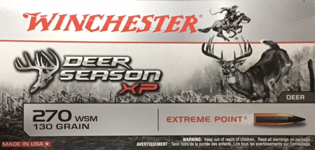 270 Win Short Mag Winchester Deer Season XP 130 gr. Extreme Point Polymer Tip 200 rnds (10 boxes) Brass M-ID: X270SDS UPC: 020892221512