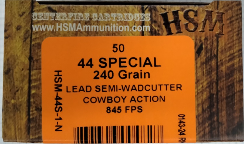44 Special HSM 240 gr. Lead Semi-Wadcutter Cowboy Action 50 rnds 845 fps Brass M-ID: 44S1N UPC: 837306004827