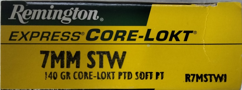 7mm STW Remington Express 140 gr. Core-Lokt PTD SP 20 rnds Brass M-ID: R7MSTW1 UPC: 047700172705