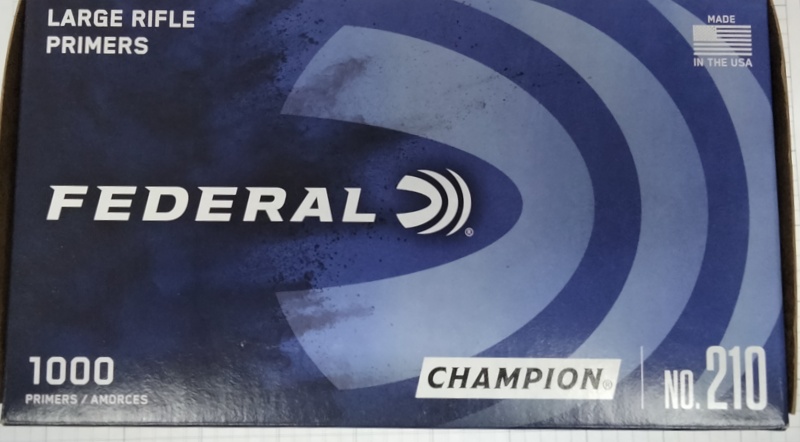 No. 210 Federal Champion Large Rifle Primers 1000 ct M-ID: 210 UPC: 029465156251