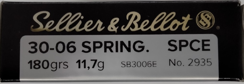 30-06 Springfield Sellier & Bellot 180 gr. SPCE Soft Point Cut Through Edge 20 rnds 2388 fps Brass M-ID: SB3006E UPC: 754908512195