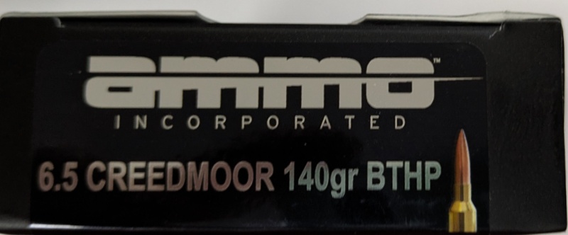 6.5 Creedmoor AMMO Inc. 140 gr. BTHP 20 rnds 2650 fps Brass M-ID: 65CM140BTHPA20 UPC: 818778022854