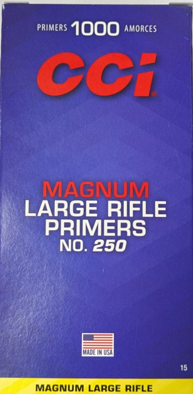 CCI Magnum Large Rifle Primers No. 250 1000 Count M-ID: 15 UPC: 076683500151