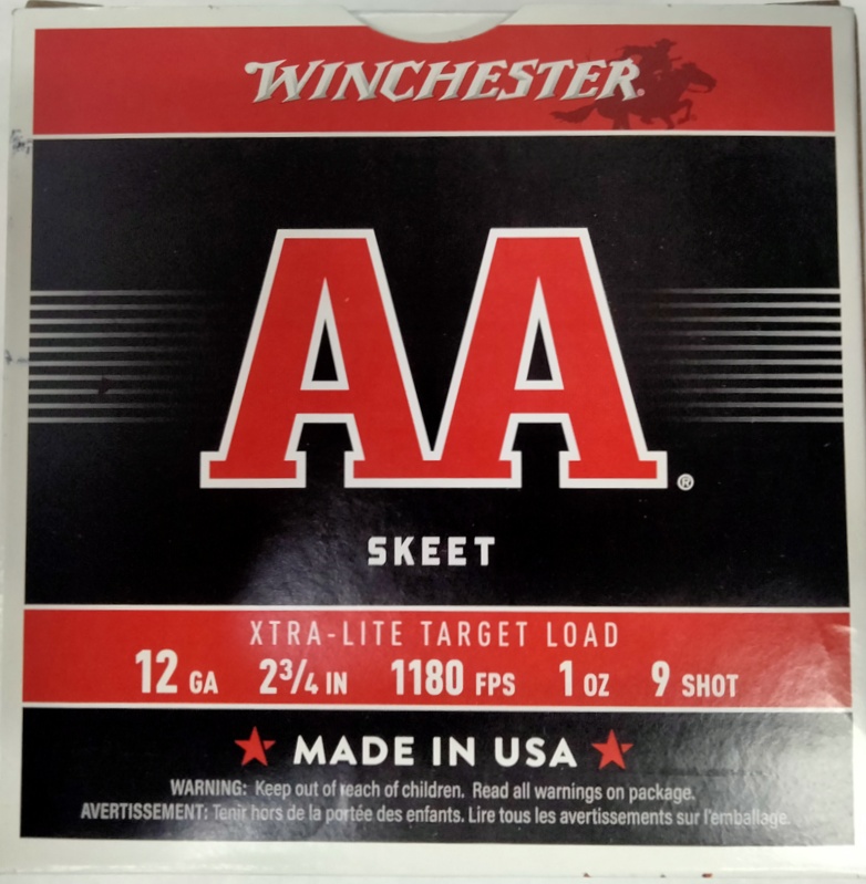 12 Gauge Winchester AA 2.75 in. 1 oz. 9 shot 250 rnds Xtra-Lite Target Load 1180 fps (10 boxes) M-ID: AAL129 UPC: 020892004542