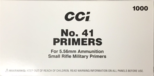 No. 41 CCI Small Rifle Primer 1000 Count M-ID: 8232031 UPC: 076683500014