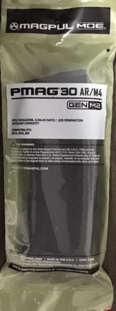 5.56 NATO/ .223 Rem Magpul MOE PMAG 30 AR/ M4 Gen M2 30 Round Capacity Rifle Magazine M-ID: MAG571-BLK UPC: 873750008264