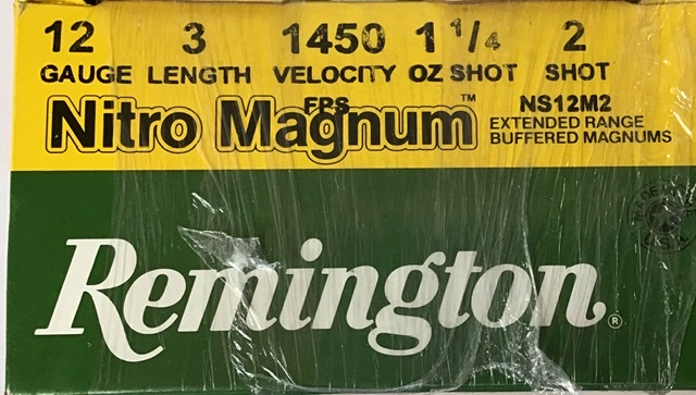 12 Gauge Remington Nitro Mag 2.75 in. 1 1/2 oz. 2 shot 25 rnds 1260 fps M-ID: 26676 UPC: 047700012704