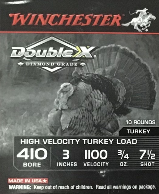 .410 Bore Winchester Double X High Velocity Turkey Load 3" 3/4oz. 7.5 Shot 10 Rounds M-ID: STH4137 UPC: 020892026346