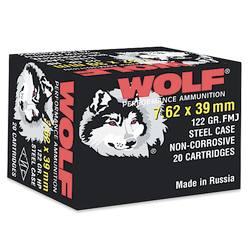 7.62x39 Wolf 123 gr FMJ 20 Rnds Steelcase M-ID: 762BFMJ UPC: 645611762314