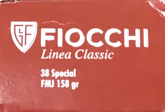 38 Special Fiocchi 158 grain Full Metal Jacket 50 rounds M-ID: 38G UPC: 762344000992