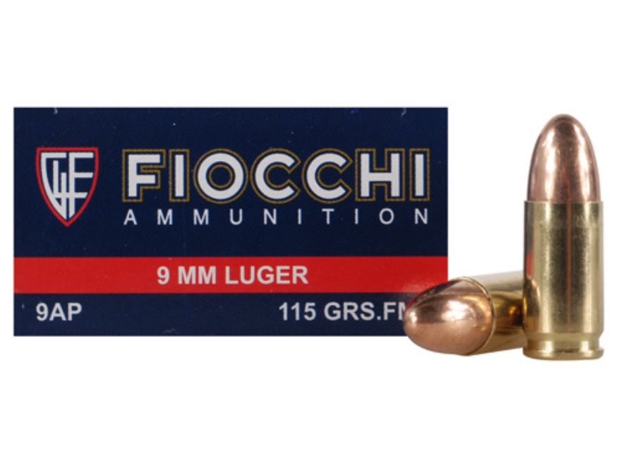 9mm Luger Fiocchi 115 Gr FMJ 50 Rnds M-ID: 9AP UPC: 762344001623