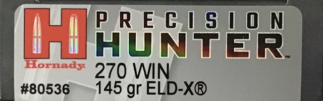270 Win Hornady Precision Hunter 145 Grain ELD-X 20 Rounds M-ID: 80536 UPC: 090255805369
