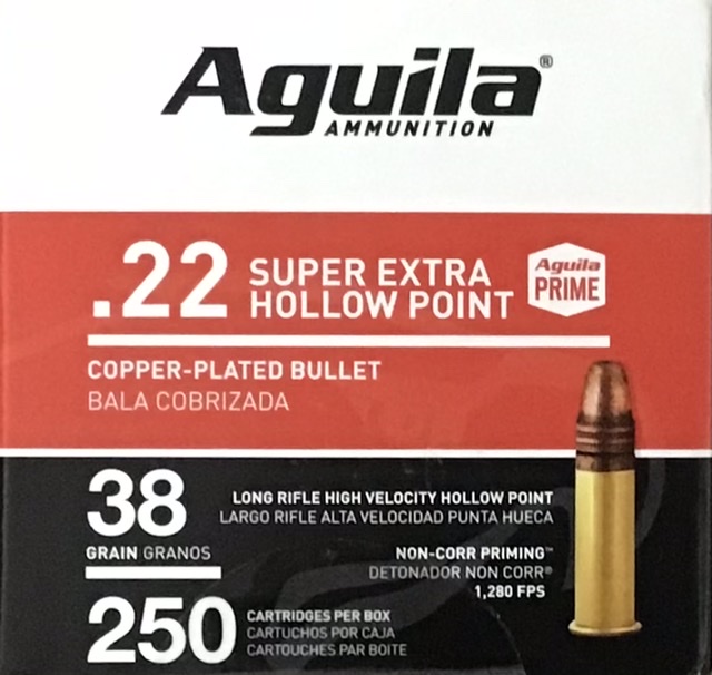 22 LR Aguila Super Extra 38 Grain Copper-Plated Hollow Point 250 Rounds M-ID: 1B221103 UPC: 640420013121
