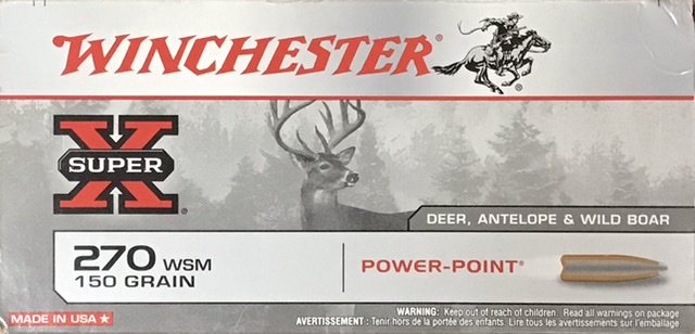 270 Win Winchester 150 Gr Short Magnum Power-point 20 Rnds M-ID: X270WSM UPC: 020892213395