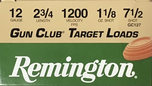 12 Gauge Remington Gun Club Target Loads 2 3/4" 1 1/8oz 7.5 Shot 25 Rounds M-ID: GC127 UPC: 047700301501